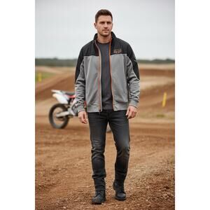 Fox Indo Track Racing Division Lined Jacket Windbreaker Full Zip Sweatshirt Sz